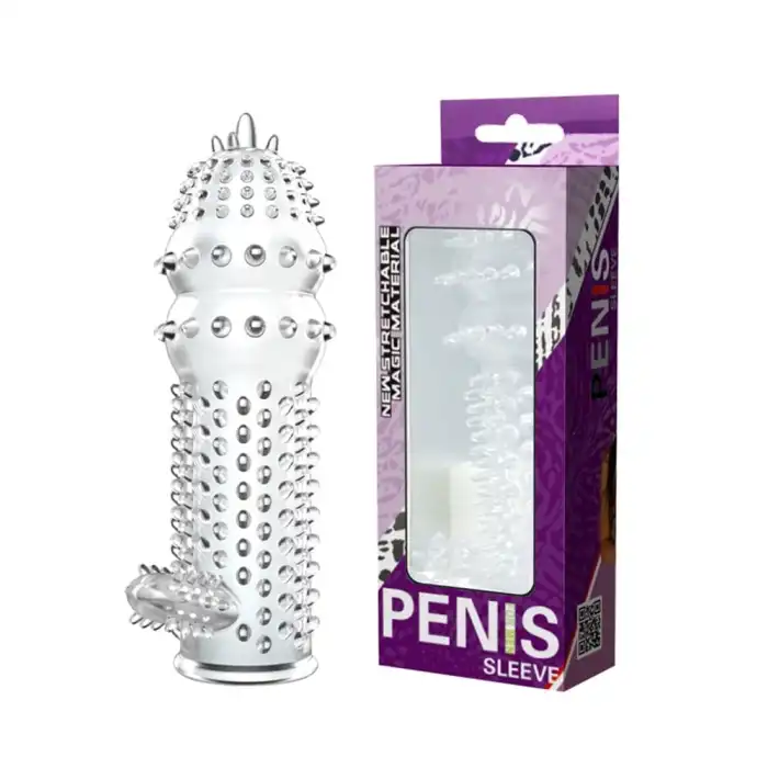 #B1001 - 12,8 cm Klitoris Uyarıcılı Tırtıklı Penis Kılıfı