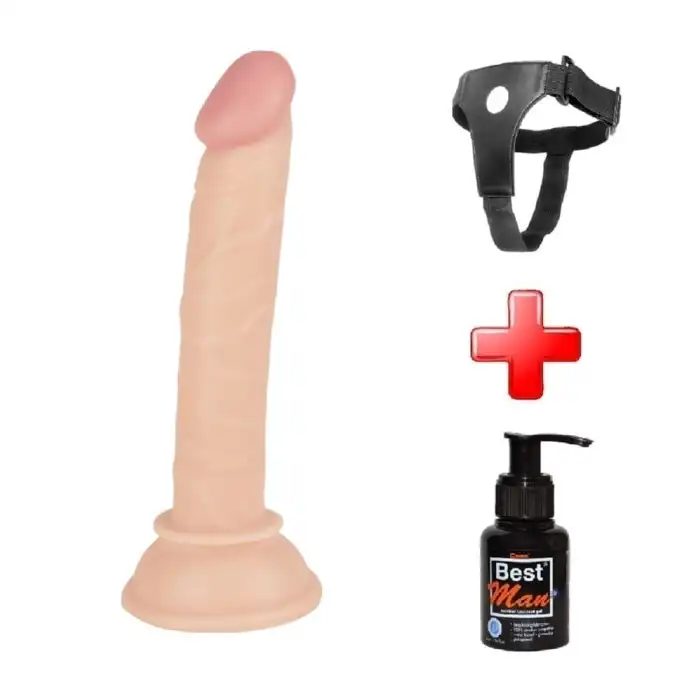 #PX081B - 13 cm Belden Bağlamalı Vantuzlu Realistik Penis Anal Vajinal Dildo