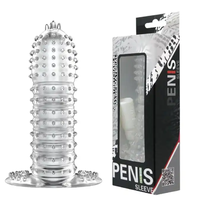 #U8206 - 13 cm Kabartmalı Güçlü Uyarıcı Dildo Uzatmalı Penis Kılıfı