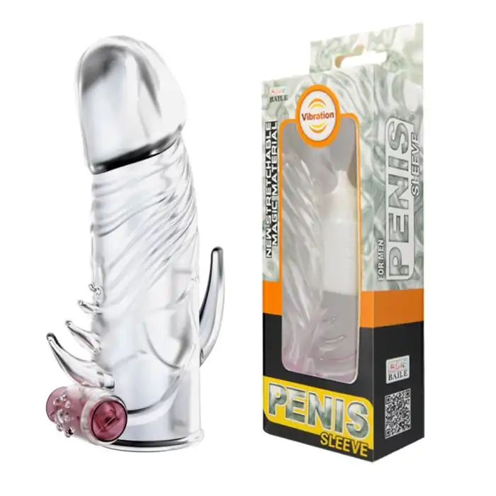 #B1093 - 13 cm Titreşimli Klitoris Uyarıcılı Penis Kılıfı