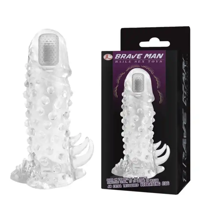 #B1118 - 13,5 cm Klitoral Uyarıcılı Titreşimli Şeffaf Penis Kılıfı
