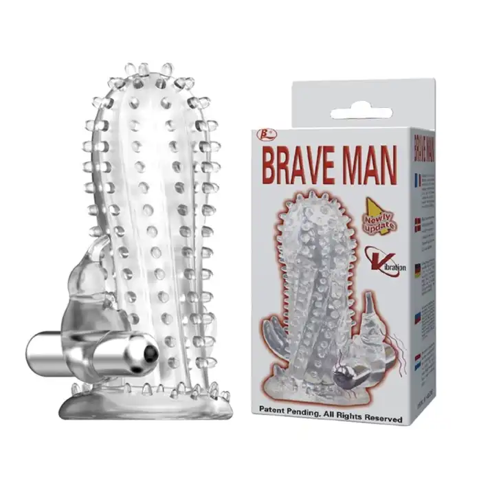 #B1057 - 14 cm Titreşimli Şeffaf Tırtıklı Penis Kılıfı