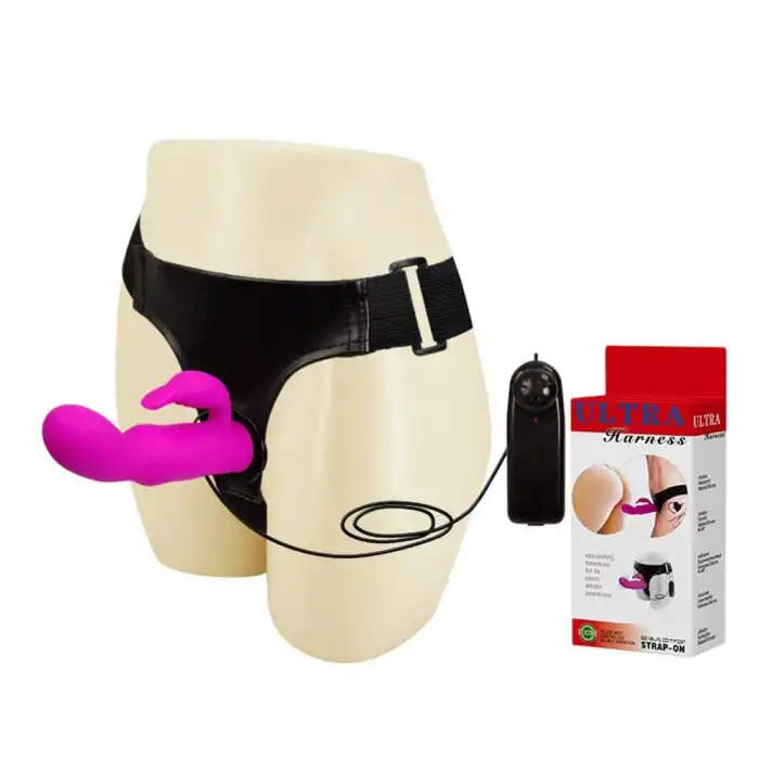 #BDM2242 - 15 cm Belden Bağlamalı Titreşimli Strapon Penis Dildo