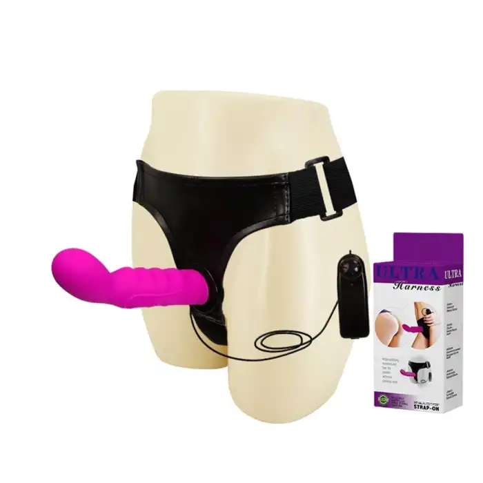 #BDM2241 - 15,5 cm Belden Bağlamalı İçi Dolu Titreşimli Strapon Dildo