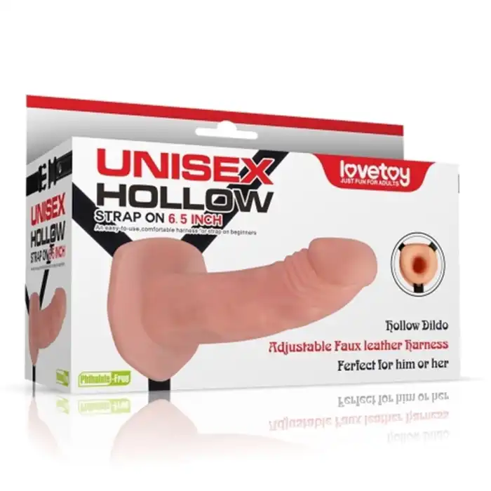#LV3001 - 16 cm İçi Boş Belden Bağlamalı Realistik Testissiz Penis Strapon