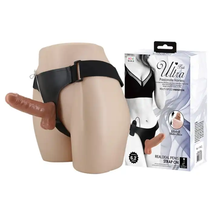 #BDM2264 - 16 cm Yeni Nesil Belden Bağlamalı İçi Dolu Titreşimli Strapon Penis