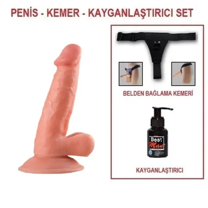 #BDM0151B - 17 cm Belden Bağlamalı Realistik Vantuzlu Dildo Penis