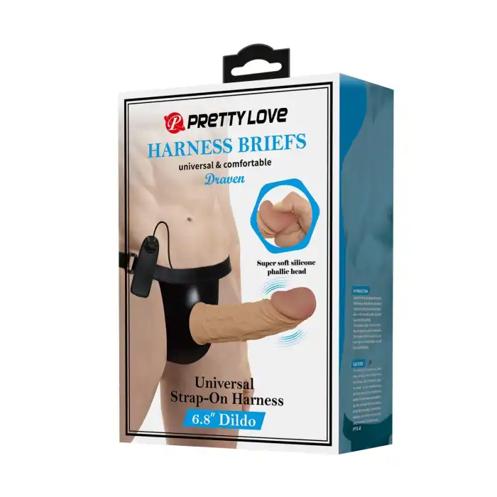 #BDM1344 - 17,5 cm Titreşimli Belden Bağlamalı İçi Boş 7 cm Dolgulu Strapon Penis