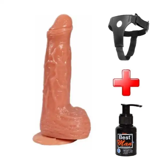 #BDM1010B - 18 cm Belden Bağlamalı 360° Oynar Başlı Titreşimli Penis