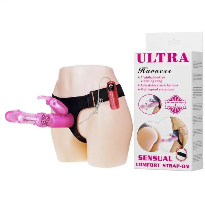 #BDM2238 - 18 cm Belden Bağlamalı Oynar Başlı Titreşimli Strapon Penis Dildo
