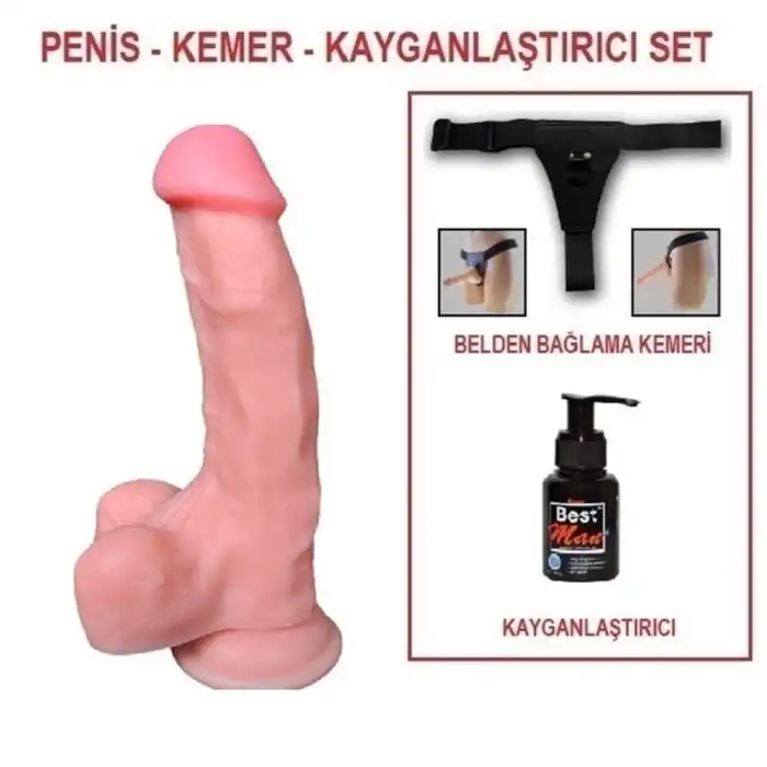 #U6014B - 18 cm Belden Bağlamalı Realistik Dildo Penis Set