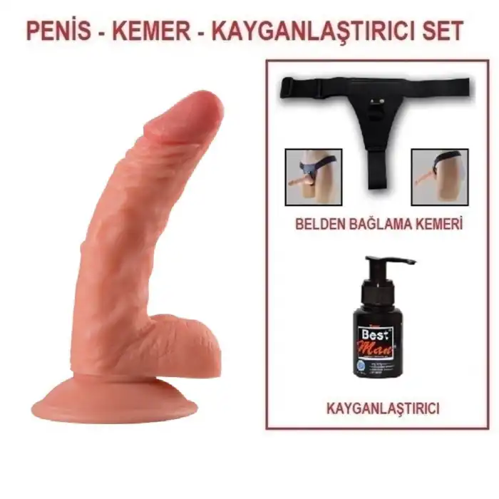 #BDM0153B - 18 cm Belden Bağlamalı Realistik Vantuzlu Dildo Penis
