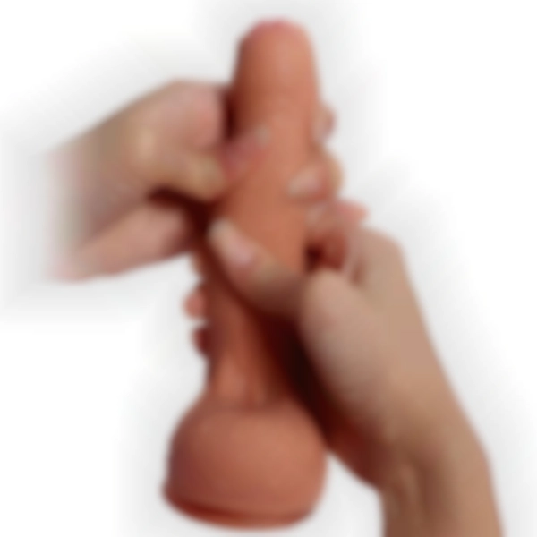 #BDM10027 - 18 cm Et Dokulu Gerçekçi Çift Katmanlı Sünnetsiz Silikon Penis Azazel