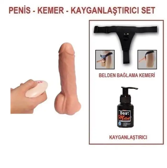 #U6136B - 19 cm Belden Bağlamalı Titreşimli Realistik Dildo Penis Set