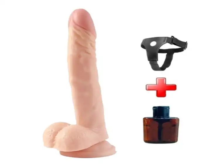 #BDM1037B - 20 cm Belden Bağlamalı Realistik Vantuzlu Dildo Penis