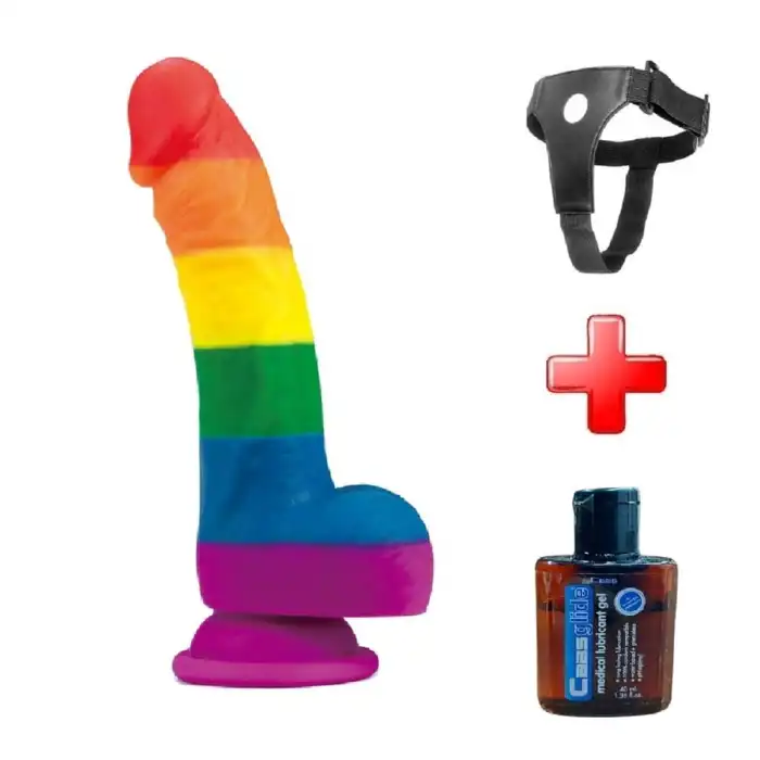 #LV410027B - 20,5 cm Belden Bağlamalı Renkli Realistik Vantuzlu Dildo Penis