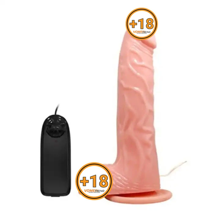 #8080 - 20,5 cm Oynar Başlı Titreşimli Realistik Vibratör Penis