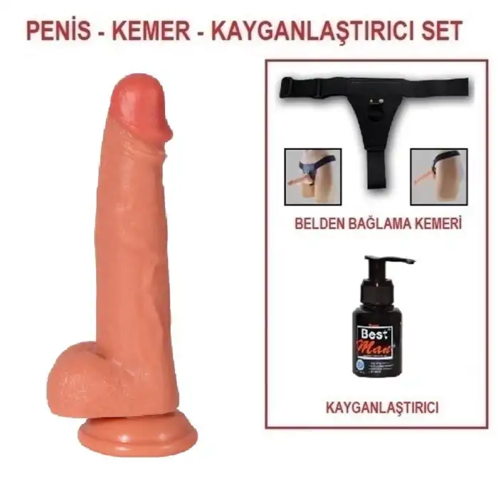 #BDM1043B - 21 cm Belden Bağlamalı Realistik Dildo Penis - Archie