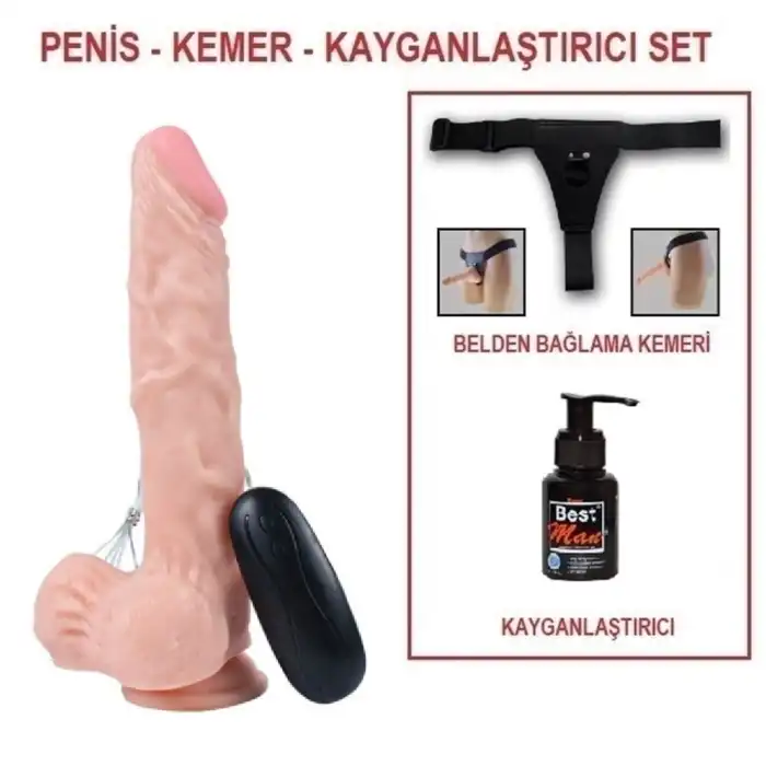 #U6025B - 21 cm Belden Bağlamalı Titreşimli Realistik Dildo Penis Set