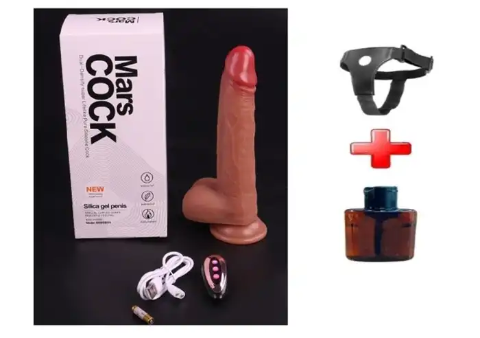 #BDM1809B - 21 cm Belden Bağlamalı Şarjlı Uzaktan Kumandalı Titreşimli Dildo