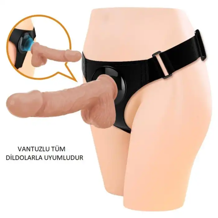 #BDM1272 - 21,8 cm Belden Bağlamalı İçi Dolu Strapon Penis