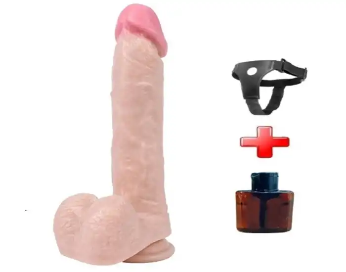 #BDM1036B - 22 cm Belden Bağlamalı Realistik Vantuzlu Dildo Penis