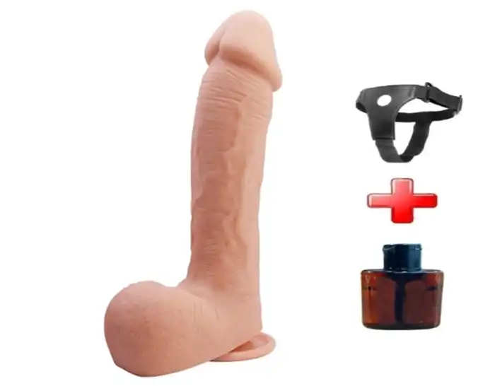 #BDM8042B - 22,2 cm Belden Bağlamalı Realistik Vantuzlu Dildo Penis - Johnson