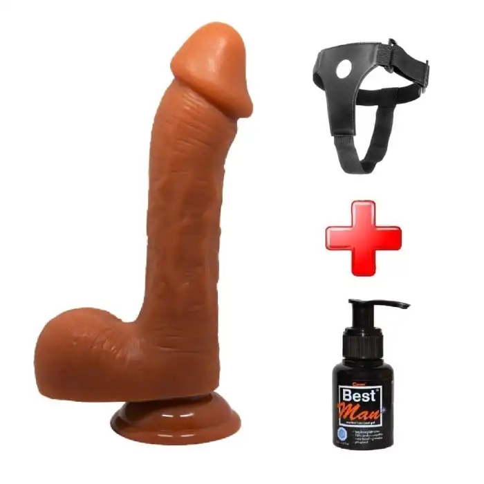 #BDM8040B - 23,5 cm Realistik Vantuzlu Melez Dildo Penis