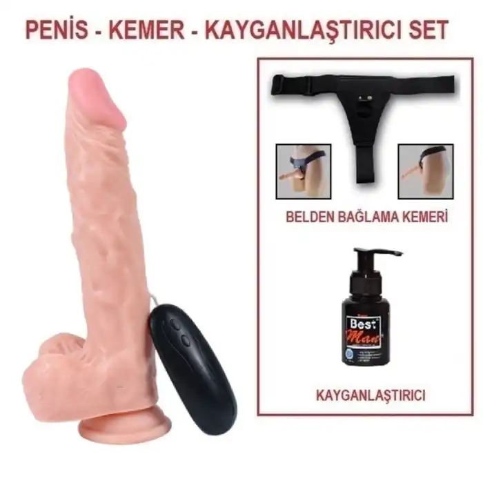 #U6005B - 22,5 cm Belden Bağlamalı Gerçekçi Titreşimli Dildo Vibratör Penis
