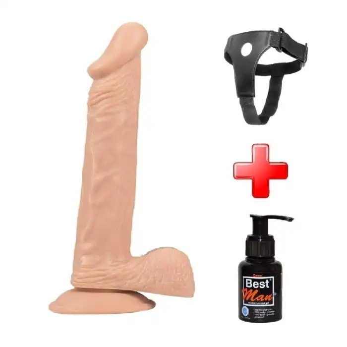 #PX057B - 24 cm Belden Bağlamalı Vantuzlu Realistik Penis Anal Vajinal Dildo