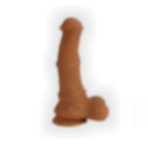 #BDM1521M - 24 cm Et Dokulu Gerçekçi Çift Katmanlı Sünnetsiz Silikon Melez Penis
