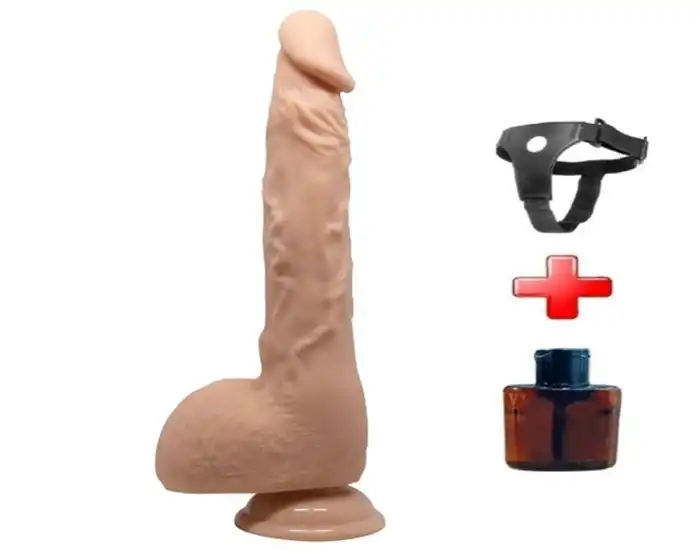 #BDM8043B - 24 cm Belden Bağlamalı Realistik Vantuzlu Dildo Penis