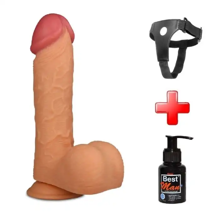 #LV2206B - 24,5 cm Belden Bağlamalı Gerçekçi Kalın Dildo Penis - King Sized