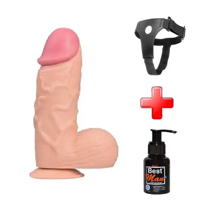 #PX164B - 24,5 cm Belden Bağlamalı Vantuzlu Realistik Penis Anal Vajinal Dildo