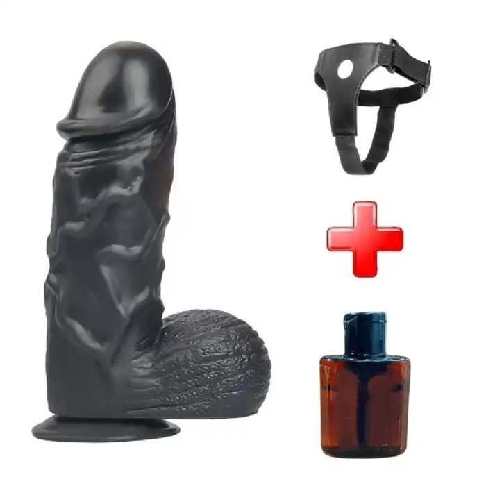 #PX164SB - 24,5 cm Belden Bağlamalı Vantuzlu Realistik Zenci Penis Dildo