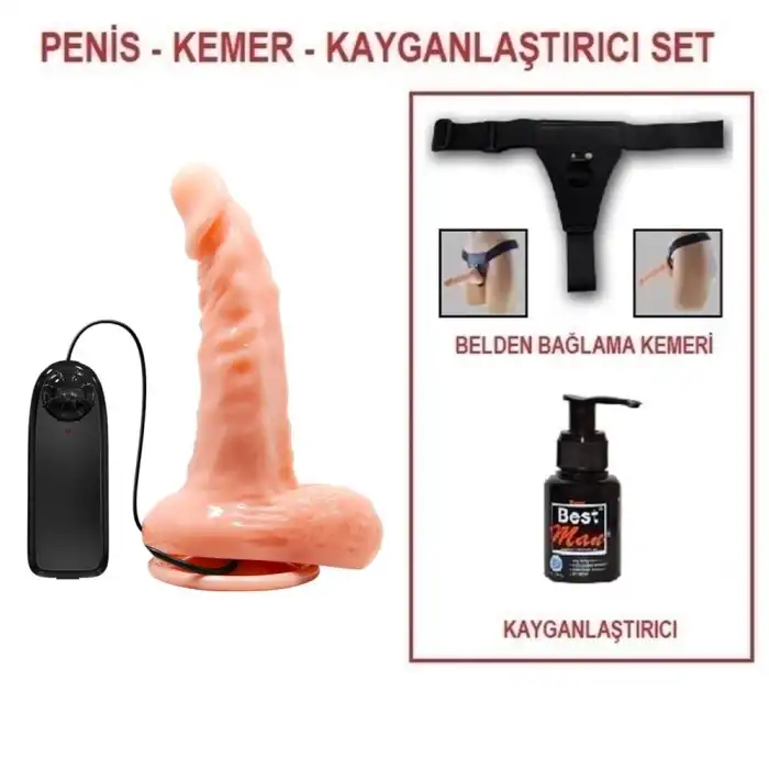 #BDM8018AB - 17 cm Belden Bağlamalı Gerçekçi Titreşimli Dildo Vibratör Penis