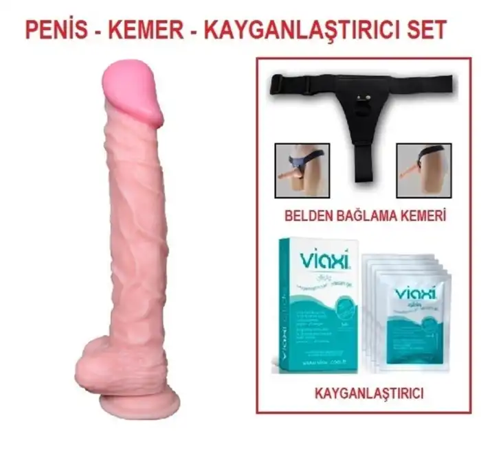 #U6002B - 25 cm Belden Bağlamalı Realistik Dildo Penis Set