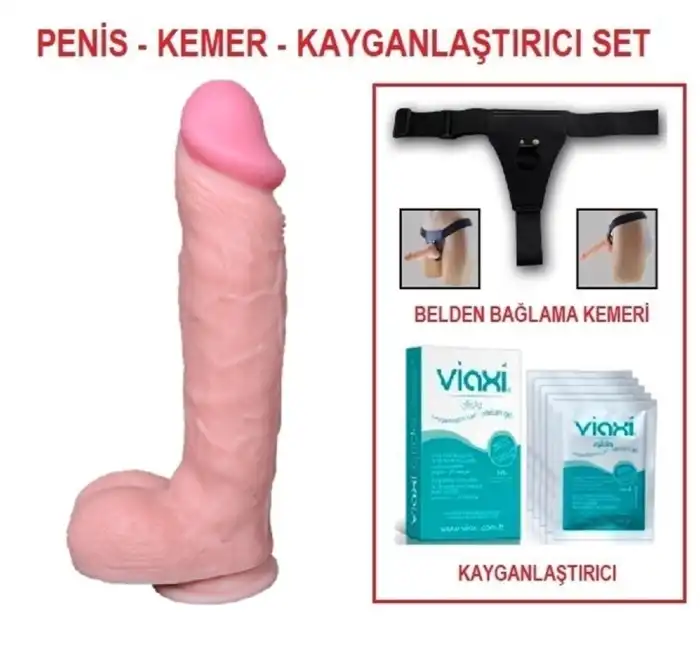 #U6003B - 24 cm Belden Bağlamalı Realistik Dildo Penis Set