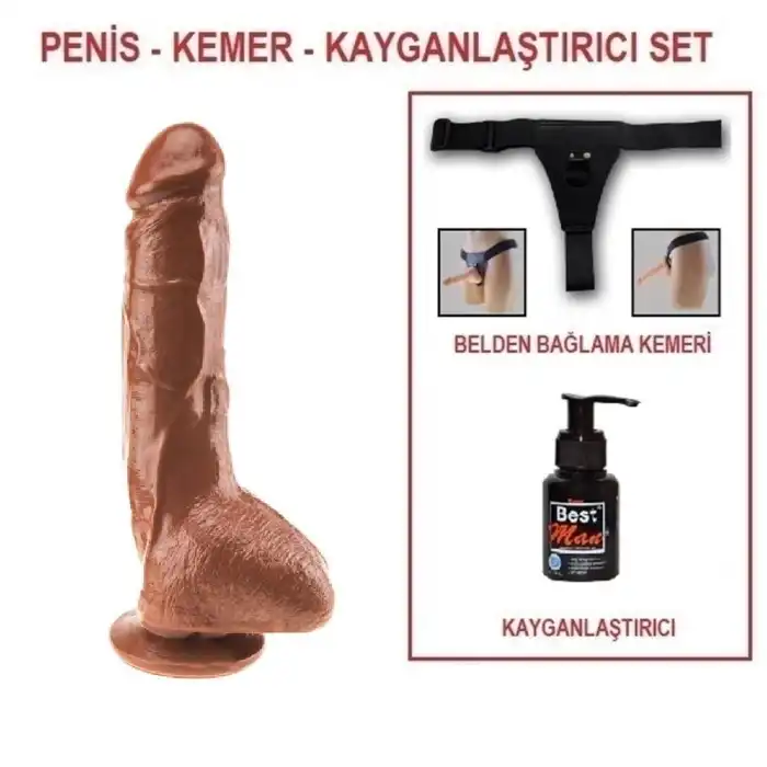 #BDM2072B - 25 cm Belden Bağlamalı Realistik Vantuzlu Melez Dildo Penis