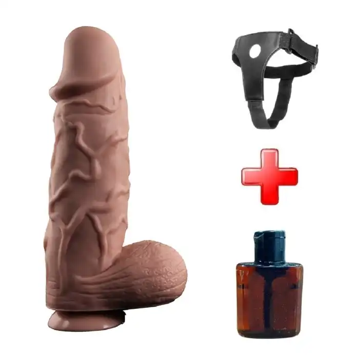 #BDM1140B - 25 cm Belden Bağlamalı Yeni Nesil Realistik Penis