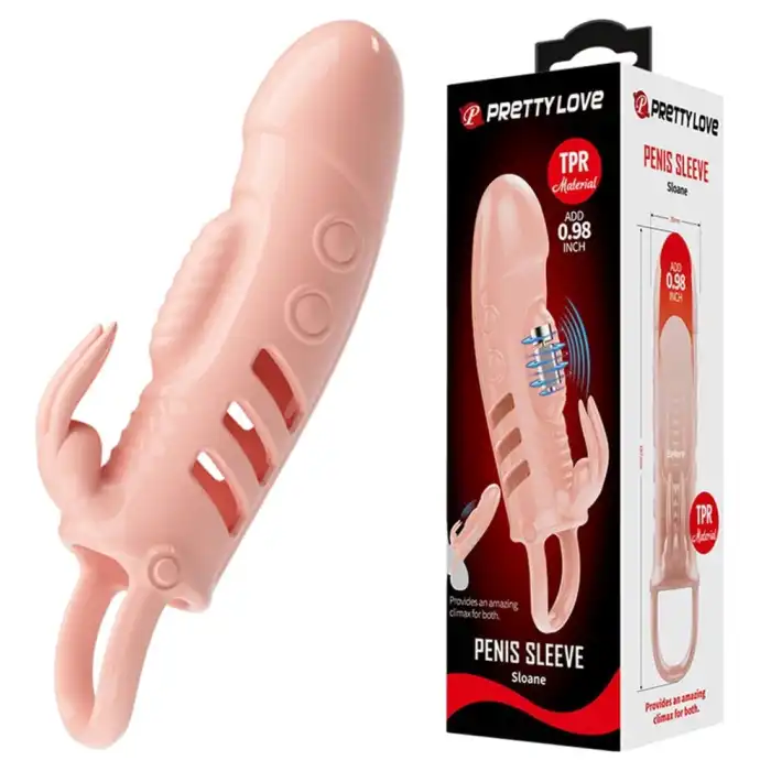 #BDM2643 - 2,5 cm Dolgu Uzatmalı Titreşimli Penis Kılıfı Prezervatif Vibratör
