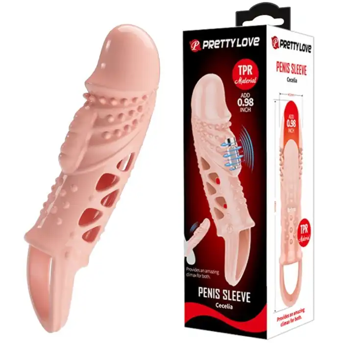 #BDM2624 - 2,5 cm Dolgu Uzatmalı Titreşimli Penis Kılıfı Prezervatif Vibratör
