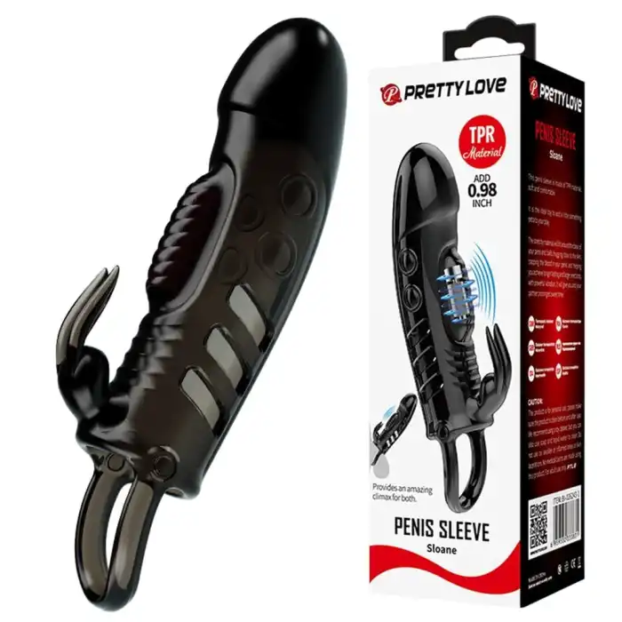 #BDM2641 - 2,5 cm Dolgu Uzatmalı Titreşimli Zenci Penis Kılıfı Vibratör