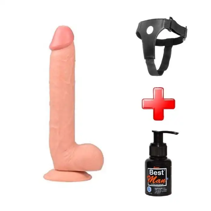 #PX053B - 26 cm Belden Bağlamalı Vantuzlu Realistik Penis Anal Vajinal Dildo
