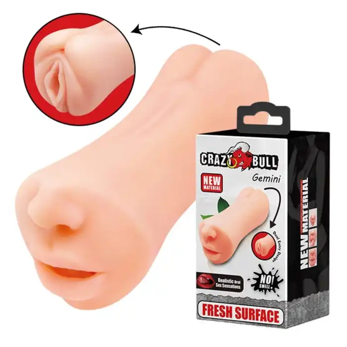 #BDM9215 - 3 Boyutlu Çift Taraflı Suni Oral Vajinal Mastürbatör - Gemini