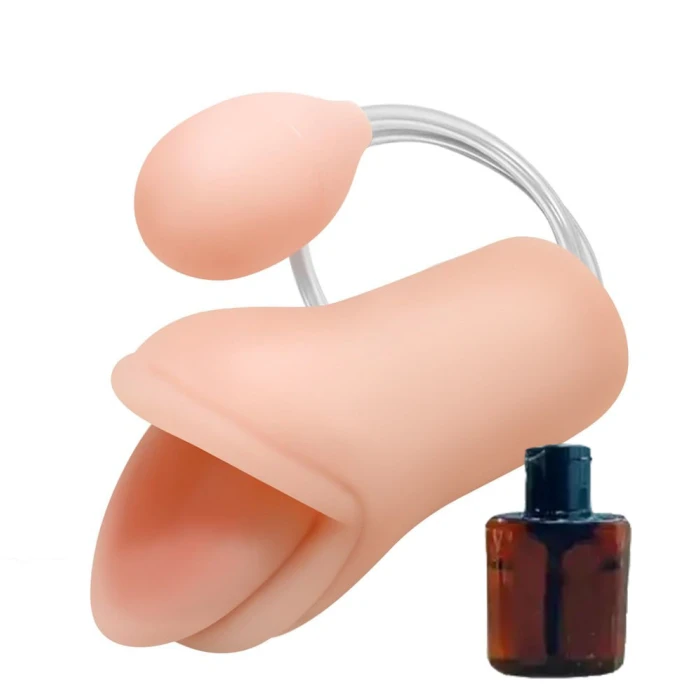 #BDM9074-1 - 3 Boyutlu Emme Pompalı Suni Oral Mastürbatör Kayganlaştırıcı Hediyeli