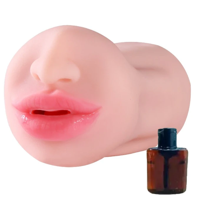 #BDM6072-1 - 3 Boyutlu Suni Oral Vajinal Mastürbatör Kayganlaştırıcı Hediyeli