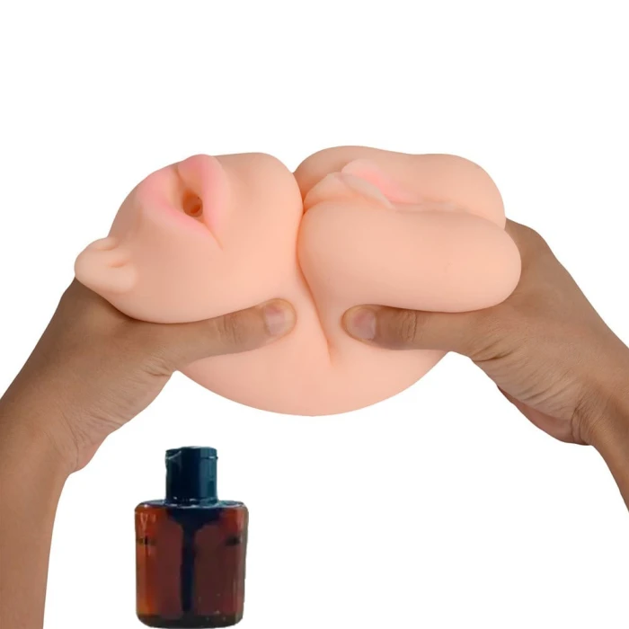 #BDM6034-1 - 3 Boyutlu Suni Oral Vajinal Mastürbatör Kayganlaştırıcı Hediyeli