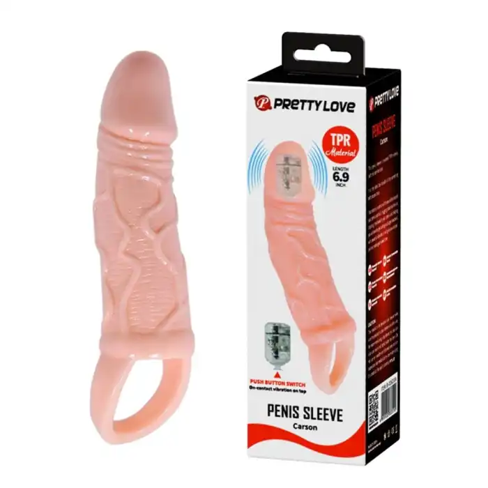 #B1190 - 3 cm Dolgu Uzatmalı Titreşimli Penis Kılıfı Prezervatif Vibratör