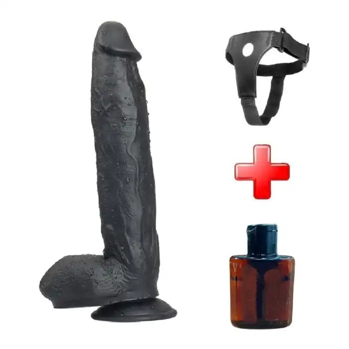 #PX048SB - 31 cm Belden Bağlamalı Vantuzlu Realistik Zenci Penis Dildo